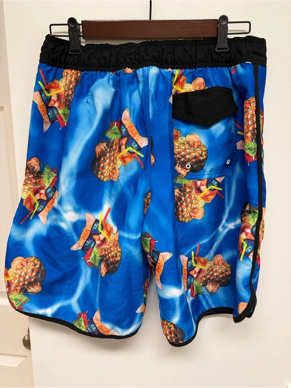 Bioworld Blue Pineapple Print Men's Swim Board Shorts